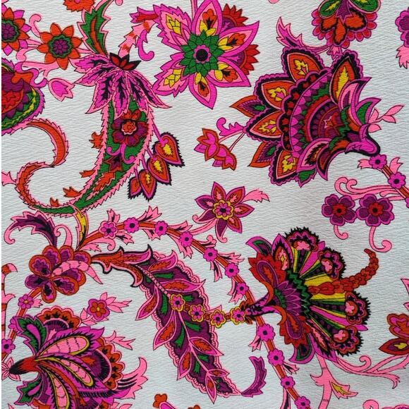 ELECTRIC PINK Cotton Crepe Hawaiian 'Barkcloth' Fabric Maxi SKIRT Vintage 1970's - Picture 1 of 8